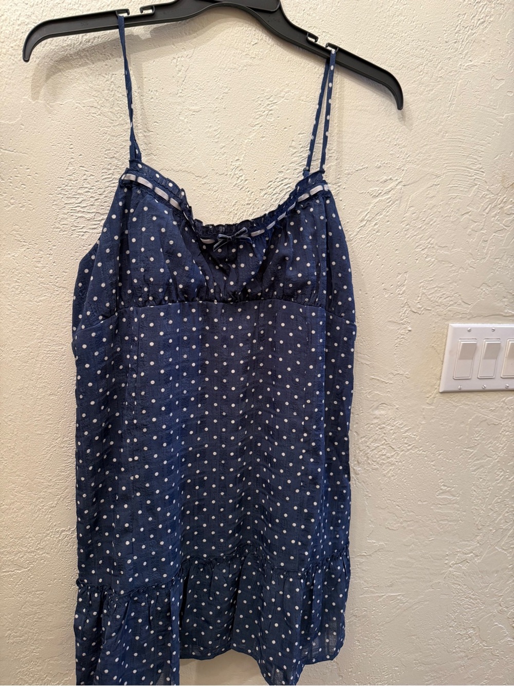 No Boundaries Navy Polka Dot Mini Dress Women’s Sz 20 XXL spaghetti straps